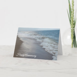 ハッピーアニバーサリーサンディビーチ海ウェーブ カード