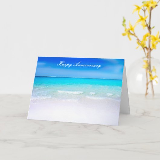 ハッピーアニバーサリーサンディビーチ結婚式 カード (黄色い花)