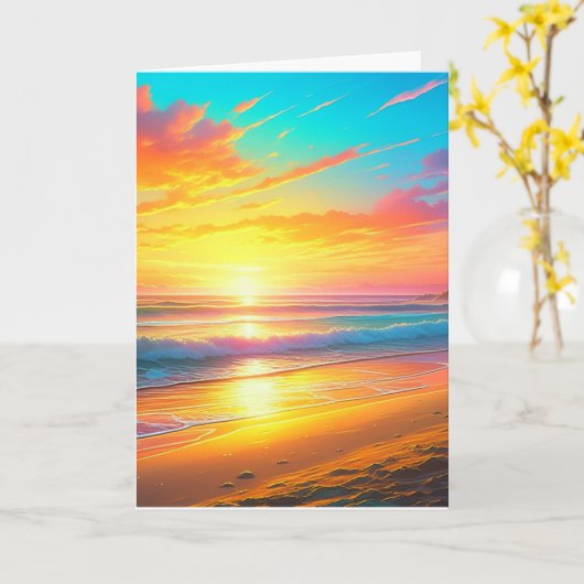 ハッピーアニバーサリースイートハート |シーサイドアート カード (黄色い花)