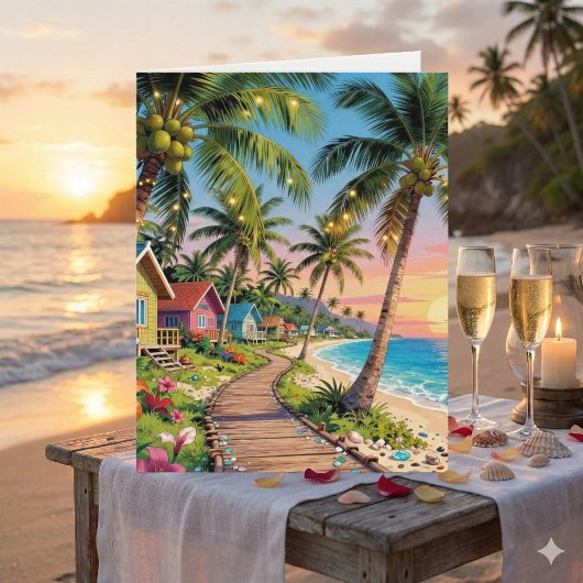 ハッピーアニバーサリーデー | ロマンチックな詩 ビーチ カード