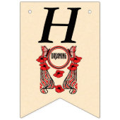 ハッピーアニバーサリードリーミングレッドフラワーズ蝶 バンティングフラッグ (第1の旗)