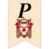 ハッピーアニバーサリードリーミングレッドフラワーズ蝶 バンティングフラッグ (第3の旗)