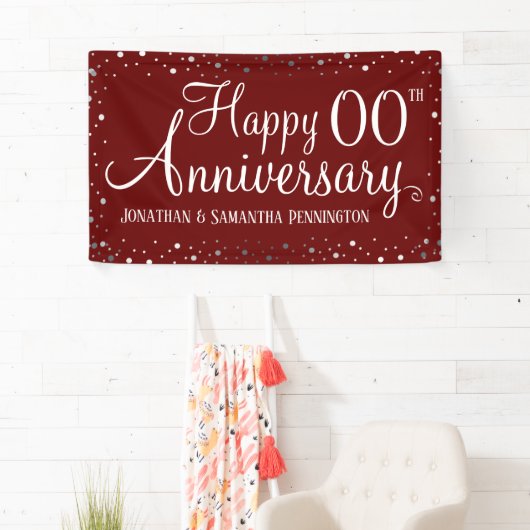 ハッピーアニバーサリーナイザーナイフシルバー紙吹雪 横断幕 (インサイチュ)