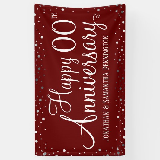 ハッピーアニバーサリーナイザーナイフシルバー紙吹雪 横断幕 (縦)