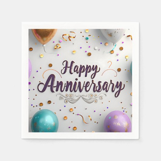 ハッピーアニバーサリーナプキンス スタンダードカクテルナプキン (正面)