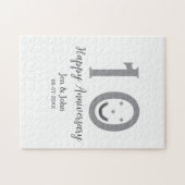 ハッピーアニバーサリーネーム日付グレー絵文字はっきりした ジグソーパズル (横)