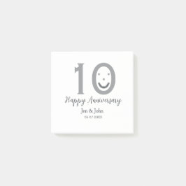 ハッピーアニバーサリーネーム日付グレー絵文字はっきりした ポストイット