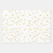 ハッピーアニバーサリーパターン金ゴールドスターパーティーポップ ラッピングペーパーシート (正面3)