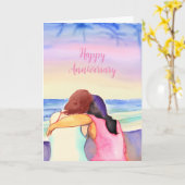 ハッピーアニバーサリーパーソナライズされたズビアン カード (黄色い花)