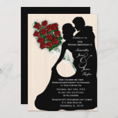 ハッピーアニバーサリーパーティー結婚ホワイトの踊りサイロ 招待状 (正面/裏面)