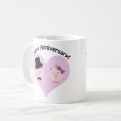 ハッピーアニバーサリーピッグカップル コーヒーマグカップ (正面左)