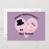 ハッピーアニバーサリーピッグカップル ポストカード (正面/裏面)