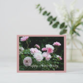 ハッピーアニバーサリーピンクのローズフラワーカード。 ポストカード (スタンド正面)