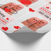 ハッピーアニバーサリーフィンガーアートラブカップル ラッピングペーパー (角)