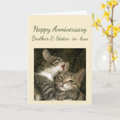 ハッピーアニバーサリーブラザーと義理の姉妹カップル カード (黄色い花)