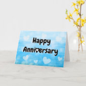ハッピーアニバーサリーブルー&ブラックハート カード (黄色い花)
