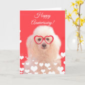 ハッピーアニバーサリープードルドッグカード カード (黄色い花)