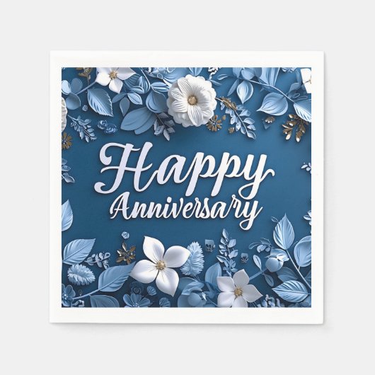 ハッピーアニバーサリーペーパーナプキン スタンダードカクテルナプキン (正面)