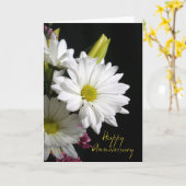 ハッピーアニバーサリーホワイトデイジー写真 カード (黄色い花)