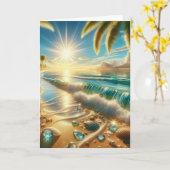 ハッピーアニバーサリーマジカルコーストパーソナライズされた カード (黄色い花)