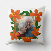 ハッピーアニバーサリーママとパパオレンジレッドフローラ クッション (正面)