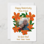 ハッピーアニバーサリーママとパパオレンジレッドフローラ シーズンカード (正面)