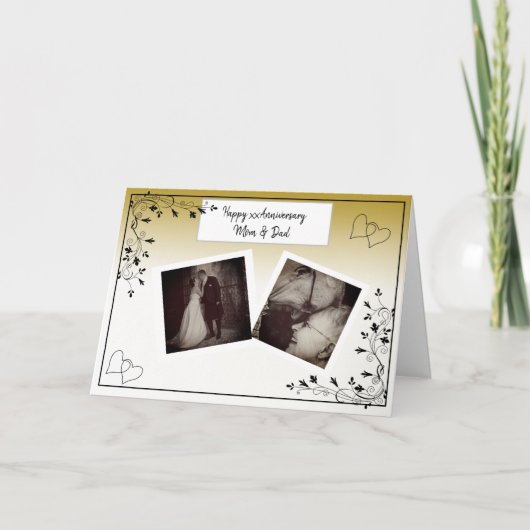 ハッピーアニバーサリーママとパパフォトカード カード (正面)