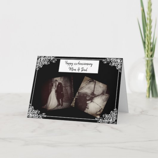 ハッピーアニバーサリーママとパパフォトカード カード (正面)