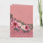 ハッピーアニバーサリーママパパレッドピンクオンピンクダマスク カード (裏面)