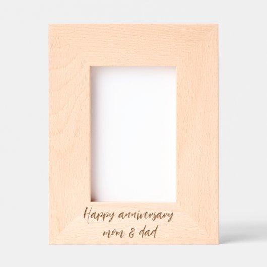 ハッピーアニバーサリーママ&パパタイポグラフィ レーザー彫刻フレーム (正面)