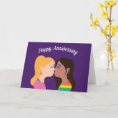 ハッピーアニバーサリーレズビアンカップルロマンチックな愛あなた カード (黄色い花)