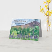 ハッピーアニバーサリーワイルドフラワーの牧草地がパーソナライズ カード (黄色い花)