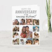 ハッピーアニバーサリー夫 | 妻コラージュ写真 カード (正面)