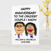 ハッピーアニバーサリー熱狂するカップル カード (黄色い花)