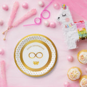 ハッピーアニバーサリー金ゴールドドット ペーパープレート (パーティー)