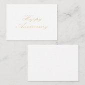 ハッピーアニバーサリー金ゴールドフォントスクリプト白 ノートカード (正面/裏面)