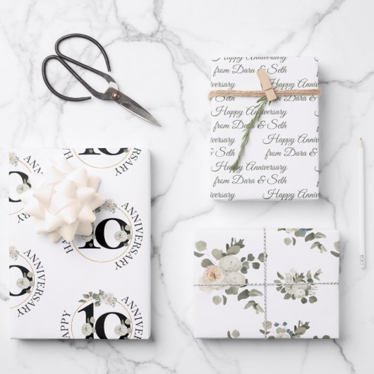 ハッピーアニバーサリー10年カスタム ラッピングペーパーシート (正面)