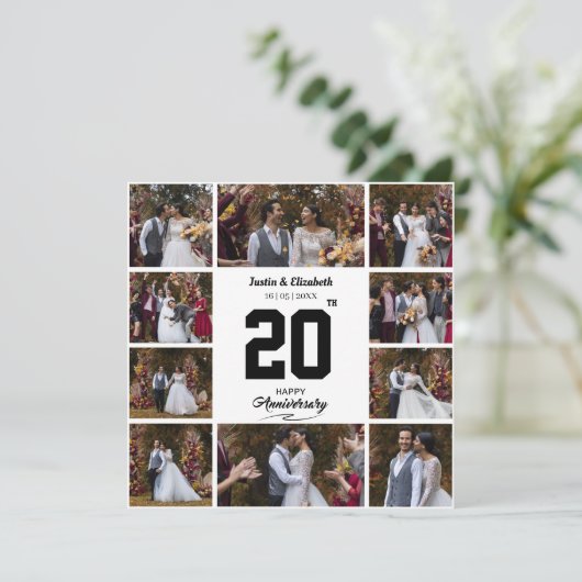 ハッピーアニバーサリー10枚の写真を飾れるフォトコラージュ サンキューカード (スタンド正面)