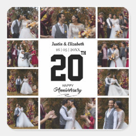 ハッピーアニバーサリー10枚の写真コラージュ スクエアシール