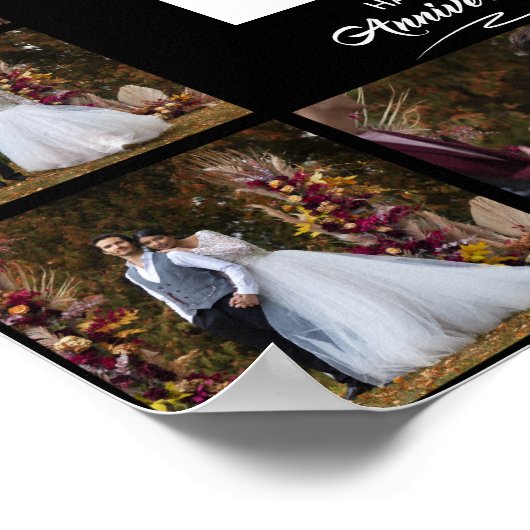 ハッピーアニバーサリー10枚の写真コラージュ ポスター (角)