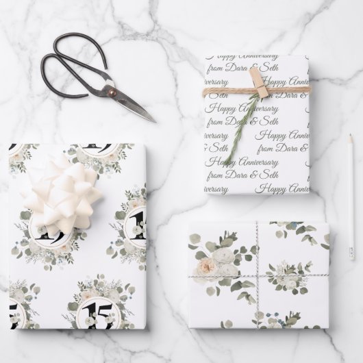 ハッピーアニバーサリー15カスタム年 ラッピングペーパーシート (正面)