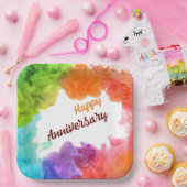 ハッピーアニバーサリー9インチスクエア紙プレート ペーパープレート (パーティー)