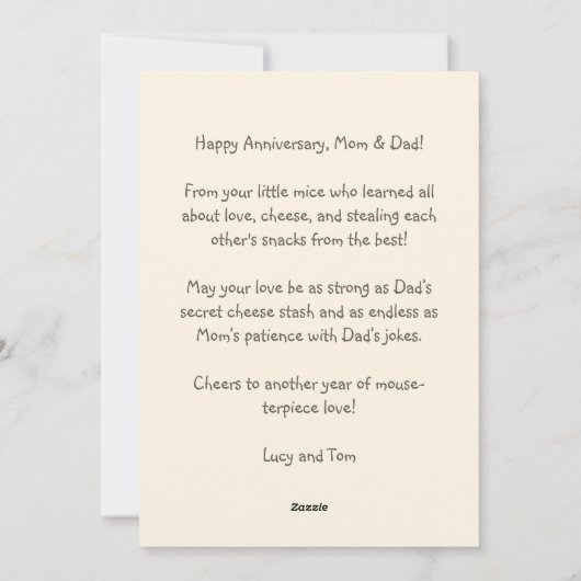 ハッピーアニバーサリー | かわいいネズミの家族を公園で シーズンカード (裏面)