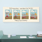 ハッピーアニバーサリー | かわいいマウスファミリー漫画ストリップ 横断幕 (トレードショー)