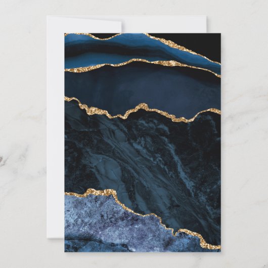 ハッピーアニバーサリー – アガテネイビーブルー金ゴールドジェムストーン カード (裏面)