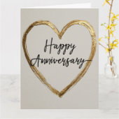 「ハッピーアニバーサリー」ゴールドハートデザイン カード (黄色い花)
