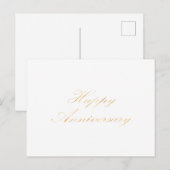 ハッピーアニバーサリー ゴールドフォント スクリプト 白 ポストカード (正面/裏面)