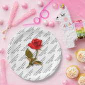 ハッピーアニバーサリー |テキストのパターン |レッドローズ ペーパープレート (パーティー)