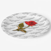 ハッピーアニバーサリー |テキストのパターン |レッドローズ ペーパープレート (アングル)