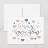 ハッピーアニバーサリー パステルハーツ ロマンティック エレガント ポストカード (正面/裏面)